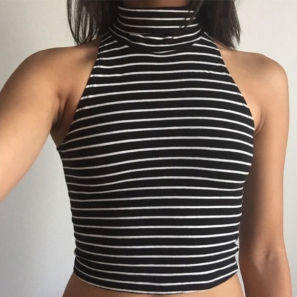 Striped American Apparel turtleneck crop top - Picture 2 of 6